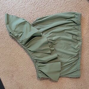 One Shoulder Ruffle Tank. Sage Green. Size Large.